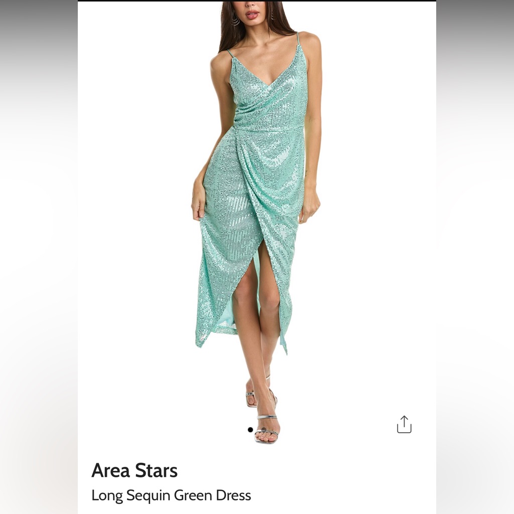 Area Stars Long Sequin Green Dress Size L